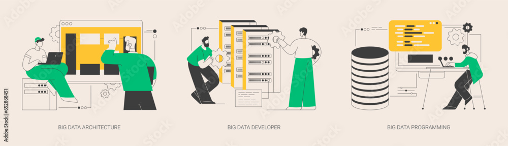 Poster database storage abstract concept vector illustrations.