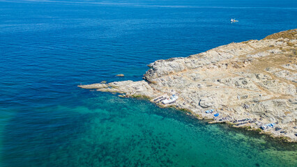 Kapidag Peninsula coastline drone view in Turkey