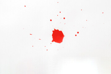 Blood splatters. Red blots of watercolor Realistic bloody splatters for Halloween Drop of blood concept. - obrazy, fototapety, plakaty