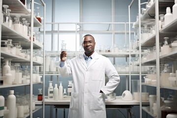 Black Man Research Scientist Professional Career Workplace Backdrop Generative AI