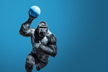 a gorilla with a ball isolated background