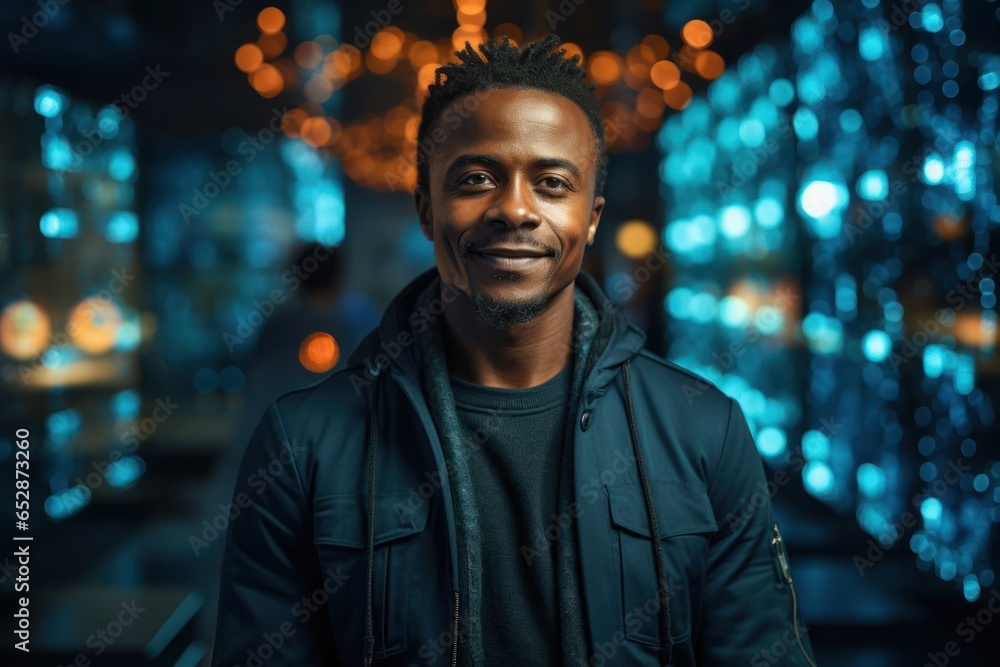 Aufkleber black man software developer occupation job work environment backdrop generative ai