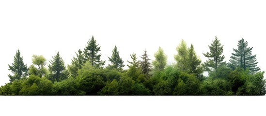 White background with isolated trees - obrazy, fototapety, plakaty