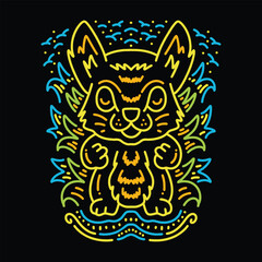 Colorful Monoline Rabbit Vector Graphic Design illustration Emblem