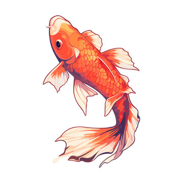 Colorful beauty koi fish swimming illustration