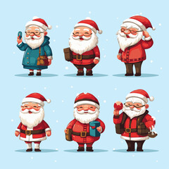 santa claus and christmas set
