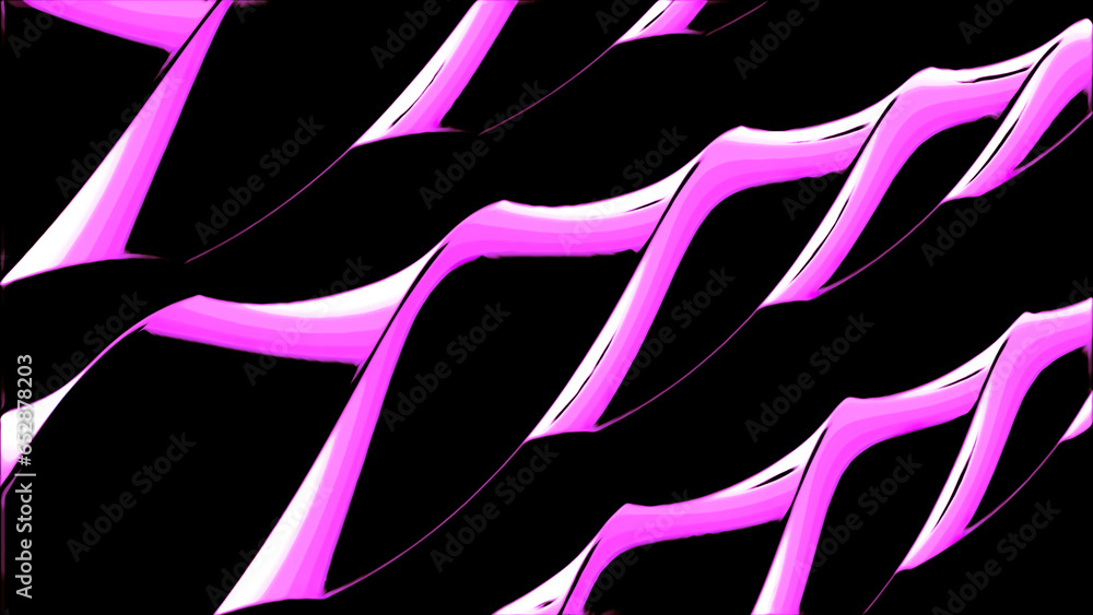 Poster black background with blue and pink lines. design. bright lines made in 3d format that move to the r