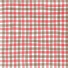 Red Brown Gingham Check Hand Drawn Background