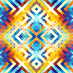 Geometric abstract triangles pattern. Seamless vector image.. Aztec style