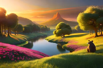 sunset in the mountains