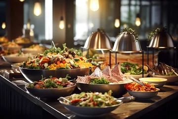 Deurstickers Buffet food in a luxury hotel. Catering kitchen concept © arhendrix