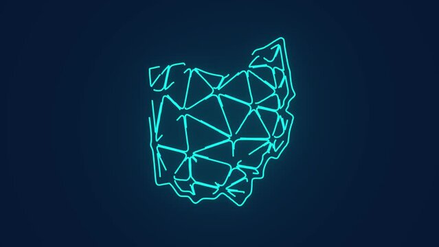 Ohio state map in united states of america technology animation