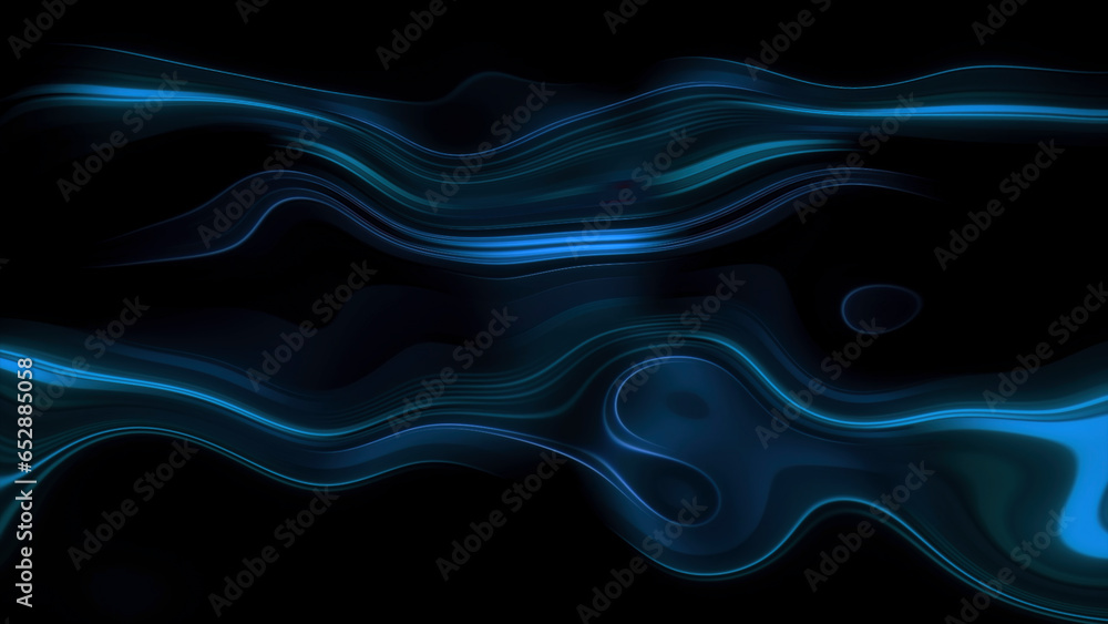Poster luminous pattern with wavy lines and shimmer. motion. stylish pattern with neon flames on black back