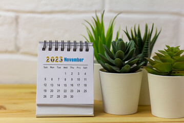 November 2023 Monthly desktop calendar for November 2023 on the desktop.