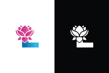 Initial L lily flower logo. Letter L vector alphabet with lily flower. ABC concept type as logo. Typography design
