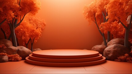 podium stage autumn season paper art colorful for show banner sale