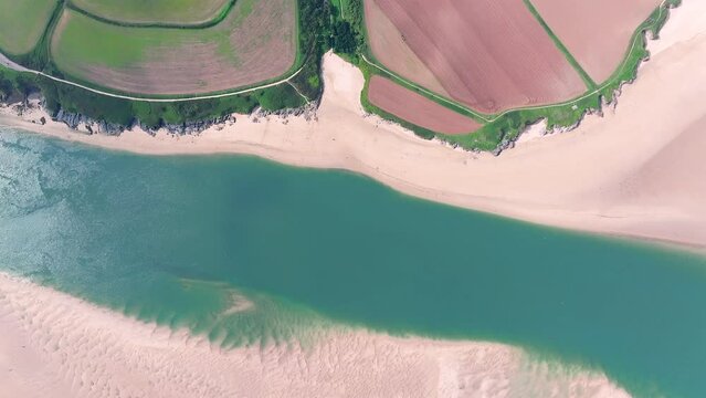 Aerial view of the Camel Estuary near Padstow, Cornwall, England