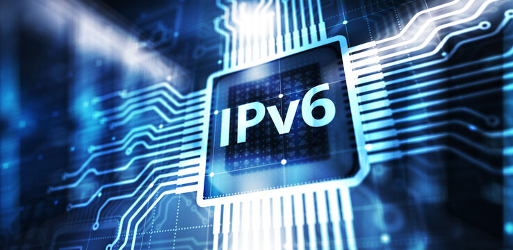 Ipv6 network protocol standard internet communication concept on virtual screen.