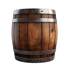 Fototapeta premium Old Wooden Barrel Isolated on Transparent or White Background, PNG