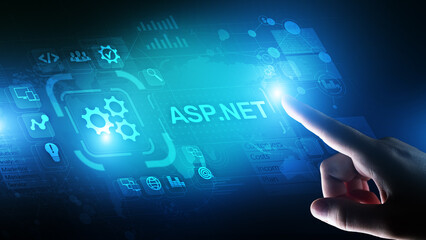ASP.NET Development programming language concept on virtual screen.