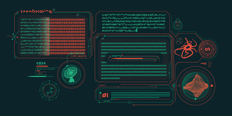 Sci-fi interface of data decoding program.