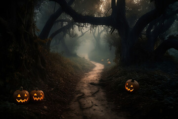 spooky halloween night trail