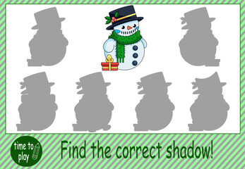tasks for children's development. logical tasks. find the right shadow. New Year. Christmas