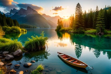 sunset over the river