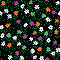 Fototapeta na wymiar Retro botanical seamless pattern. Colorful flower pattern