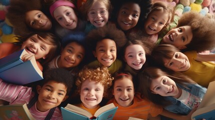 A group of children laying on top of each other