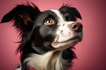 funny studio portrait of border collie dog