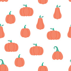 Vector seamless pattern with pumpkins