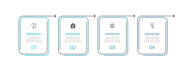 Infographics number options template with  4 steps . Can be  used for workflow layout, diagram, business  options, banner, web design