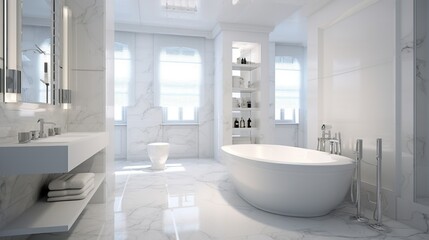 Fototapeta na wymiar Luxury clean bathroom interior design concept.AI generated image