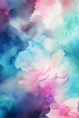 Fototapeta premium Sugar cotton pink clouds design background.Watercolor style texture. Delicate card. Elegant decoration. Fantasy pastel color