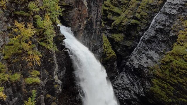 Powerful waterfall at Kåfjord valley, Norway.