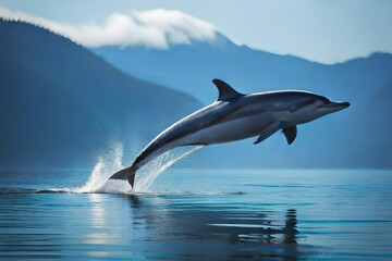 Fototapeta na wymiar dolphin fluttering on the sea 