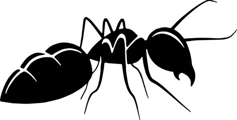 Hard working ant black and white icon isolated on white background