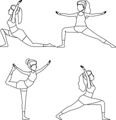 set of girl exercise art  ballet vector