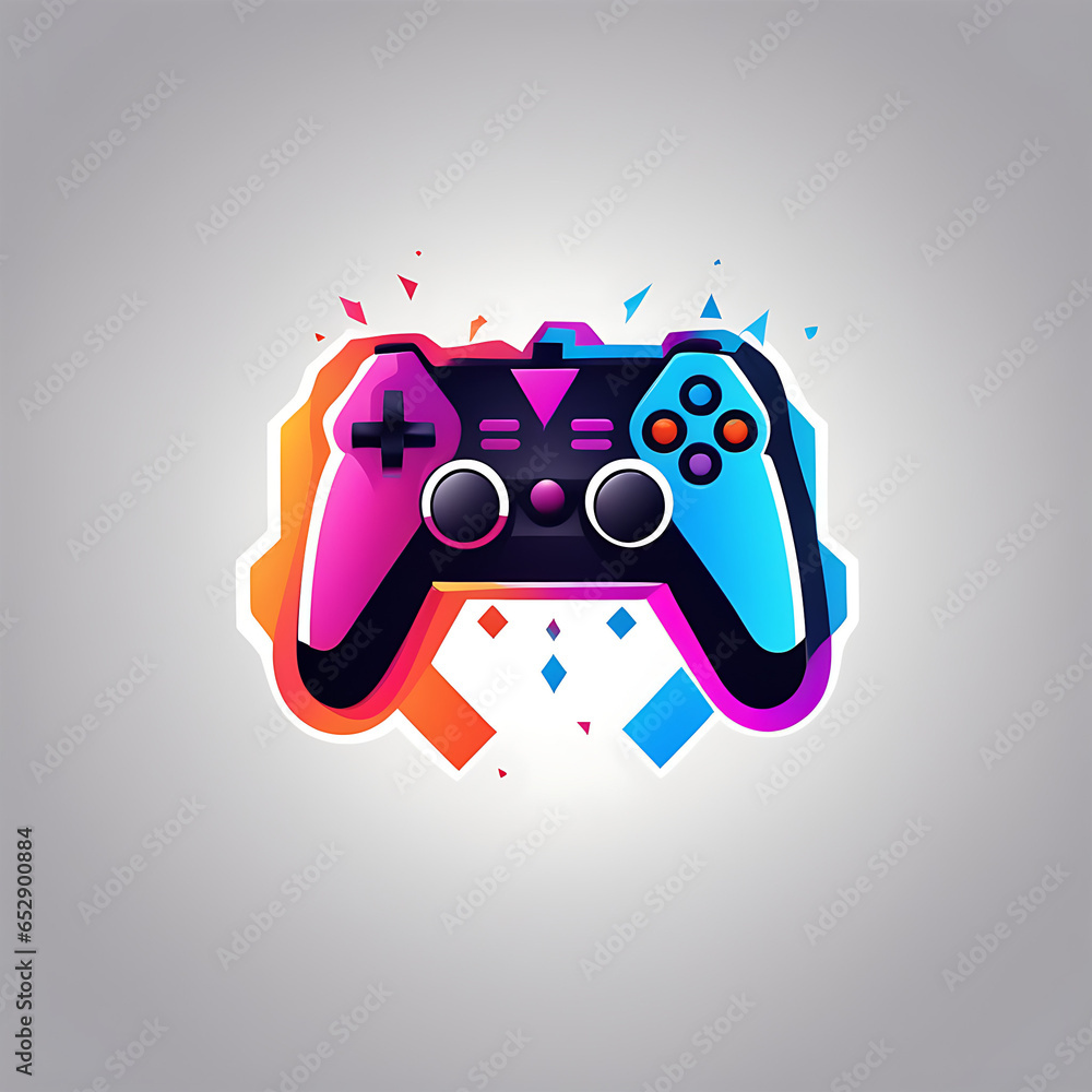 Wall mural Video game controller icon, retro cartoon illustration. Generative AI