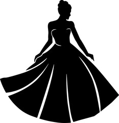 Silhouette of a bride or wedding dress icon isolated on white background