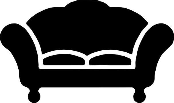 recommend clip art: Living room sofa or couch or divan icon silhouette . Home interior Furniture concept