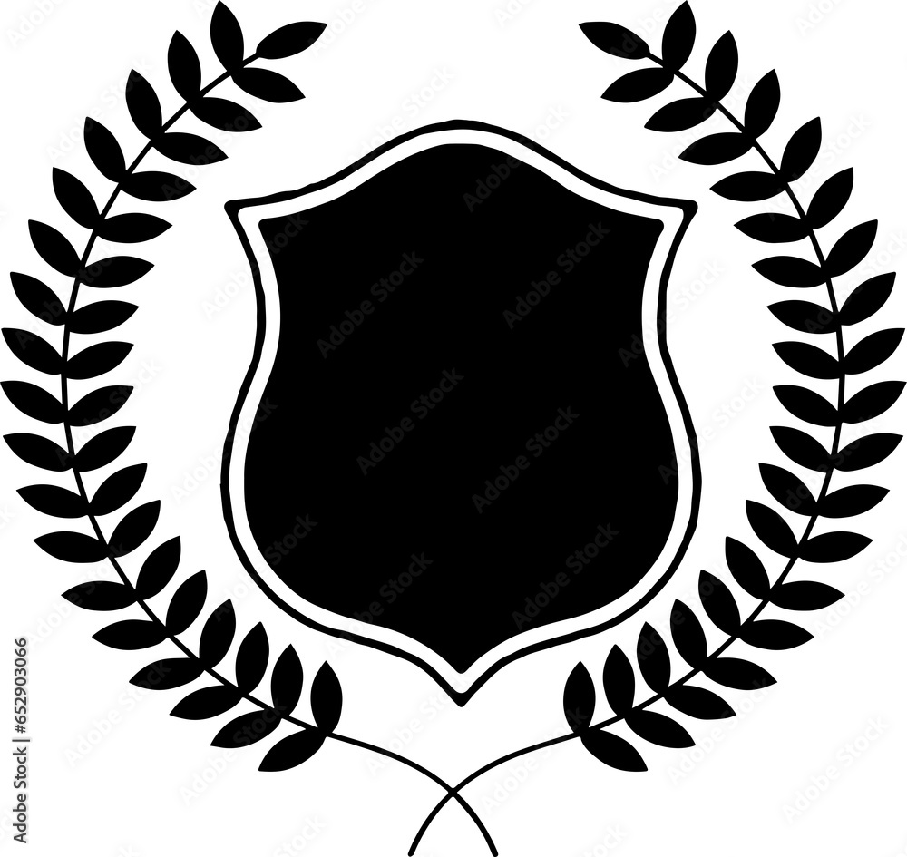 Wall mural Black vintage laurel wreath security shield frame Concept for shield, badge or security icon.  - Wall murals