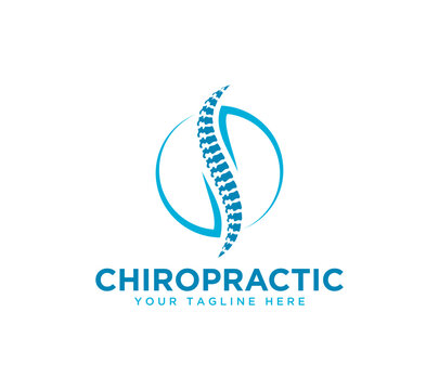 Chiropractic Human Backbone Spine logo design on white background, Vector illustration.