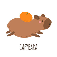 Cute cartoon capybara. Vector animals, children's print in flat style.