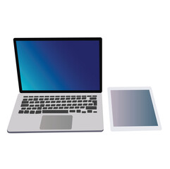 laptop with tab vector illustration