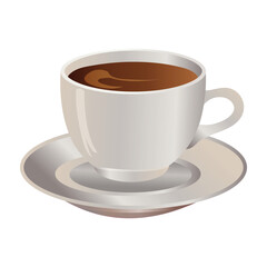 Realistic Coffee Cup and Saucer on White