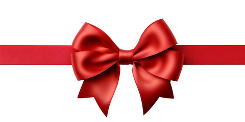 red ribbon and bow  isolated against transparent background
