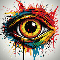 kolorowe oko, przedstawione jako kolorowa wizja malarska - obrazy, fototapety, plakaty