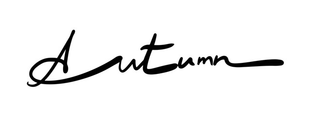 Font graphic composition with the inscription "Autumn". Handwritten text. Isolated vector design element on a white background. Autumn inscription. Texture graphic design of fashionable lettering font